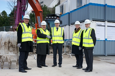 The Vice-Chancellor, Joe Anderson (Mayor of Liverpool), Barry Roberts (Area Director for Morgan Sindall) Professor Nigel Weatherill (Vice-Chancellor, LJMU) and Chris Musson (Chief Executive of LSP)
