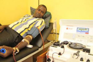 Ebola patient giving blood