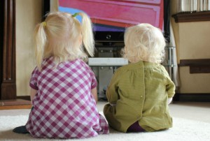 Children watching TV