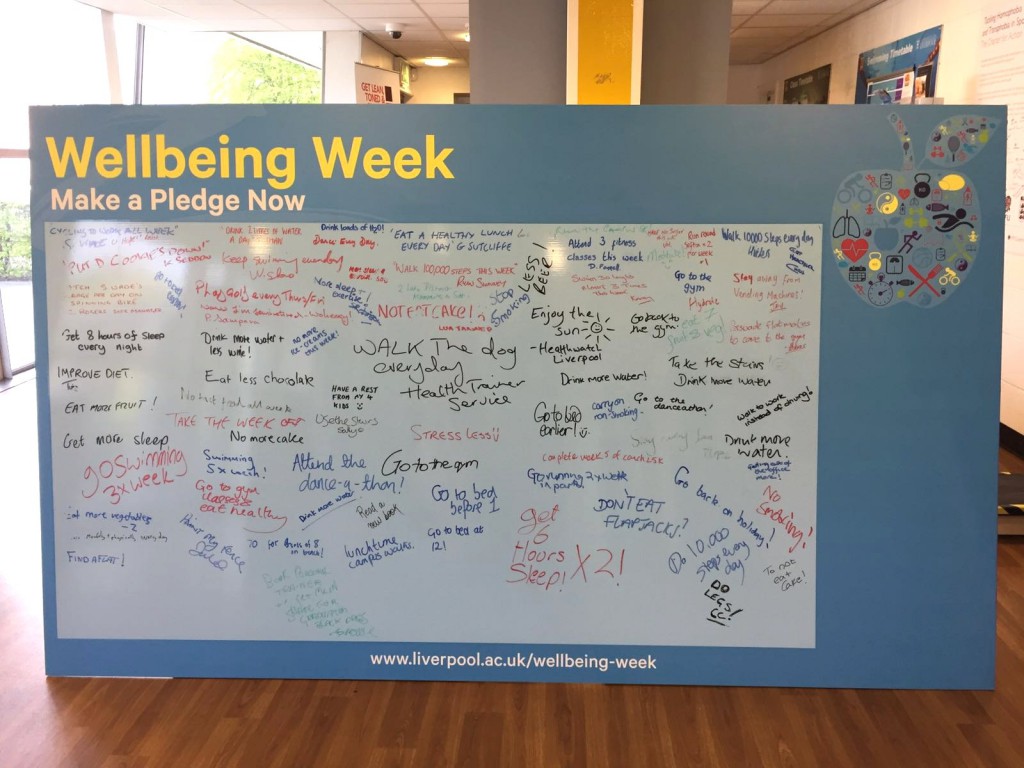Staff and students filled the Wellbeing pledge board on the first day of Wellbeing Week.