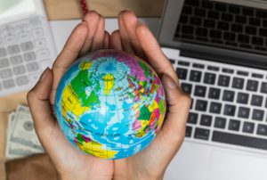 Globe in hand