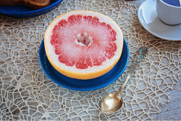 half a pink grapefruit