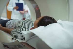 Patient in a CT scanner