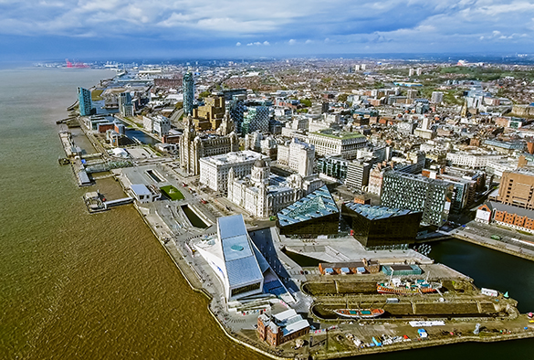 Aerial View Of New Liverpool Cityscape Landmarks