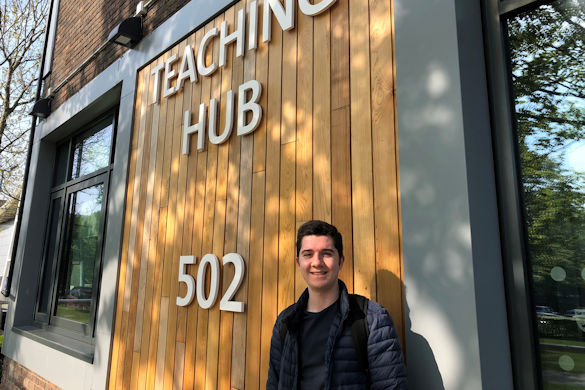 James outside the Teaching Hub