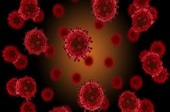 Bacteria coronavirus virus cell 2019-nCoV macro. China. 3D render background