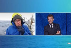 Professor Alessandro Tagliabue on a video call with President Macron