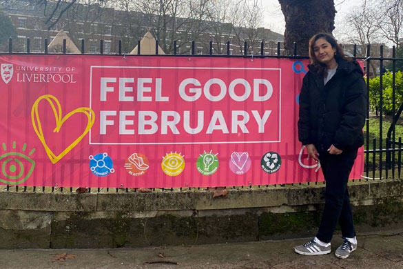 Feel Good February Banner with student