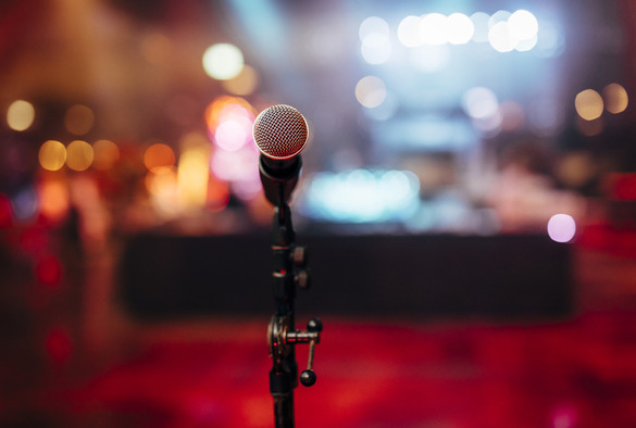 A microphone in a concert hall