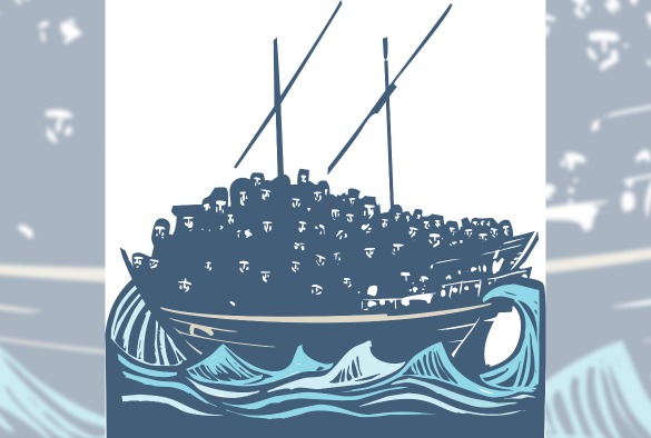 Illustration of a migrant ship