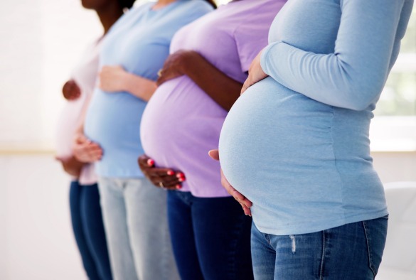 row of pregnant women