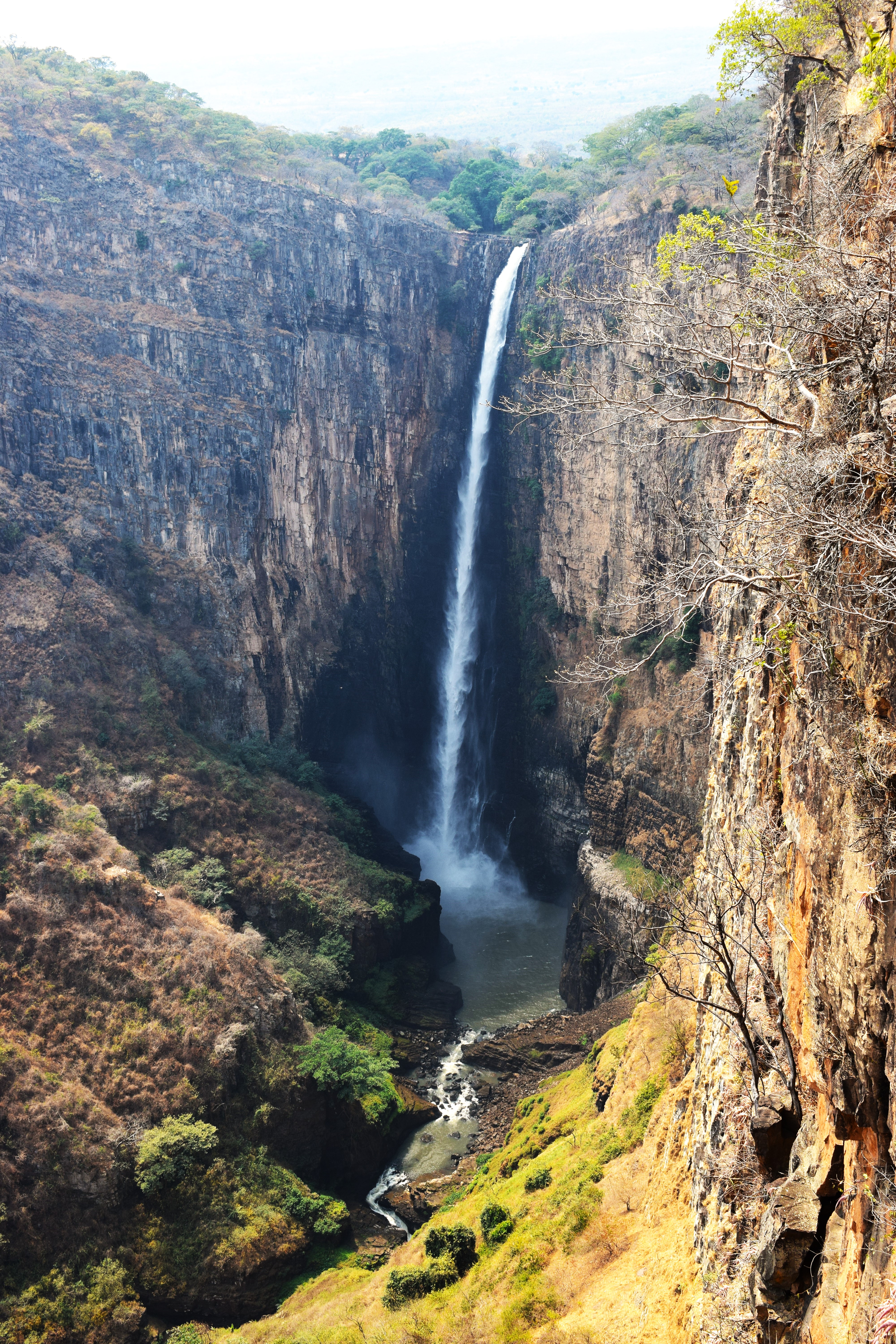 Kalambo Falls in Zambia, near the location where the oldest-known use of wood in construction was found