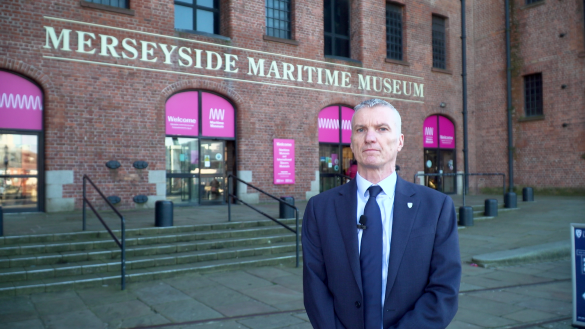 Professor Tim Jones stands outside the Maritime Museum