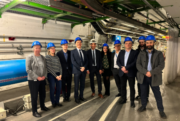 VC Tim Jones with a Delegation from the Department of Physics by the Large Hadron Collider