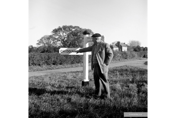 Picasso by the signpost, Chiddingly, 1950