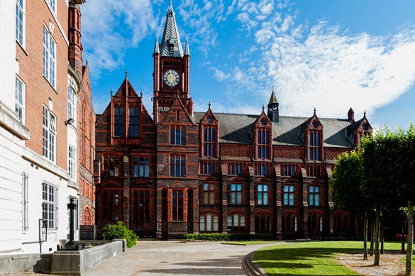 Photo of exterior of the back of Victoria Gallery & Museum looking towards the Quad