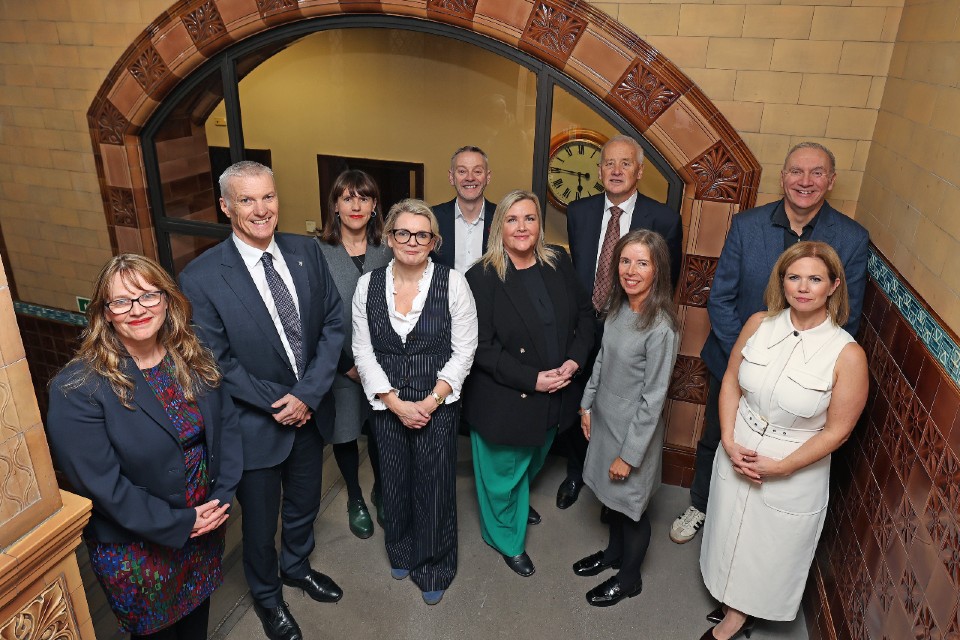 Panellists and presenter with Vice-Chancellor and Heseltine Institute leadership