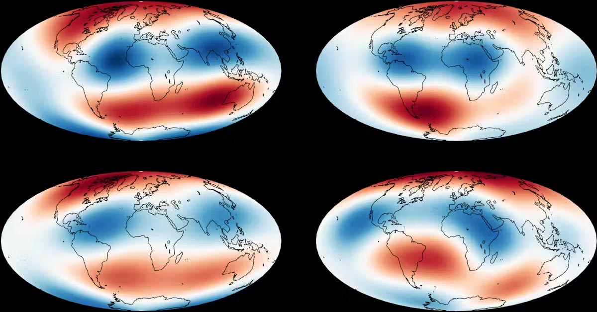 Simulated maps of Earth’s magnetic field