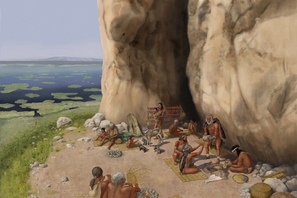 Image: Artistic reconstruction of Pınarbaşı c. 15,800 years ago based on evidence from archaeological excavations by University of Liverpool. This shows dogs, the burial of pups, the local wetland landscape, but also our evidence for personal ornamentation, various foods including fish also consumed by the dogs, inferred basketry and ritual practices. Illustration by Kathryn Killacke.
